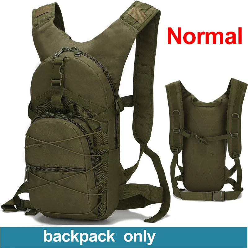 Tactical Molle backpack 15L by Corporación Turística, designed for biking, featuring multiple compartments and durable outdoor materials.