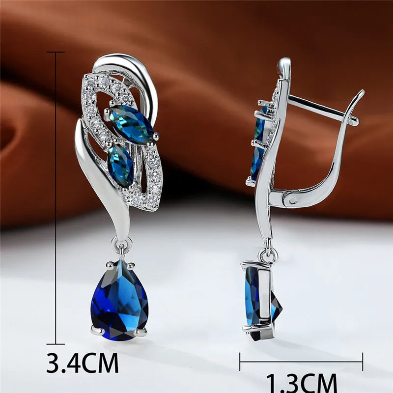 Luxury blue rainbow stone earrings for women featuring elegant design, showcasing vibrant stones and sophisticated craftsmanship.