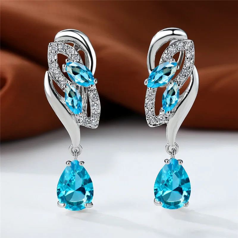 Blue rainbow stone luxury earring for women featuring an elegant design with vibrant gemstone accents.