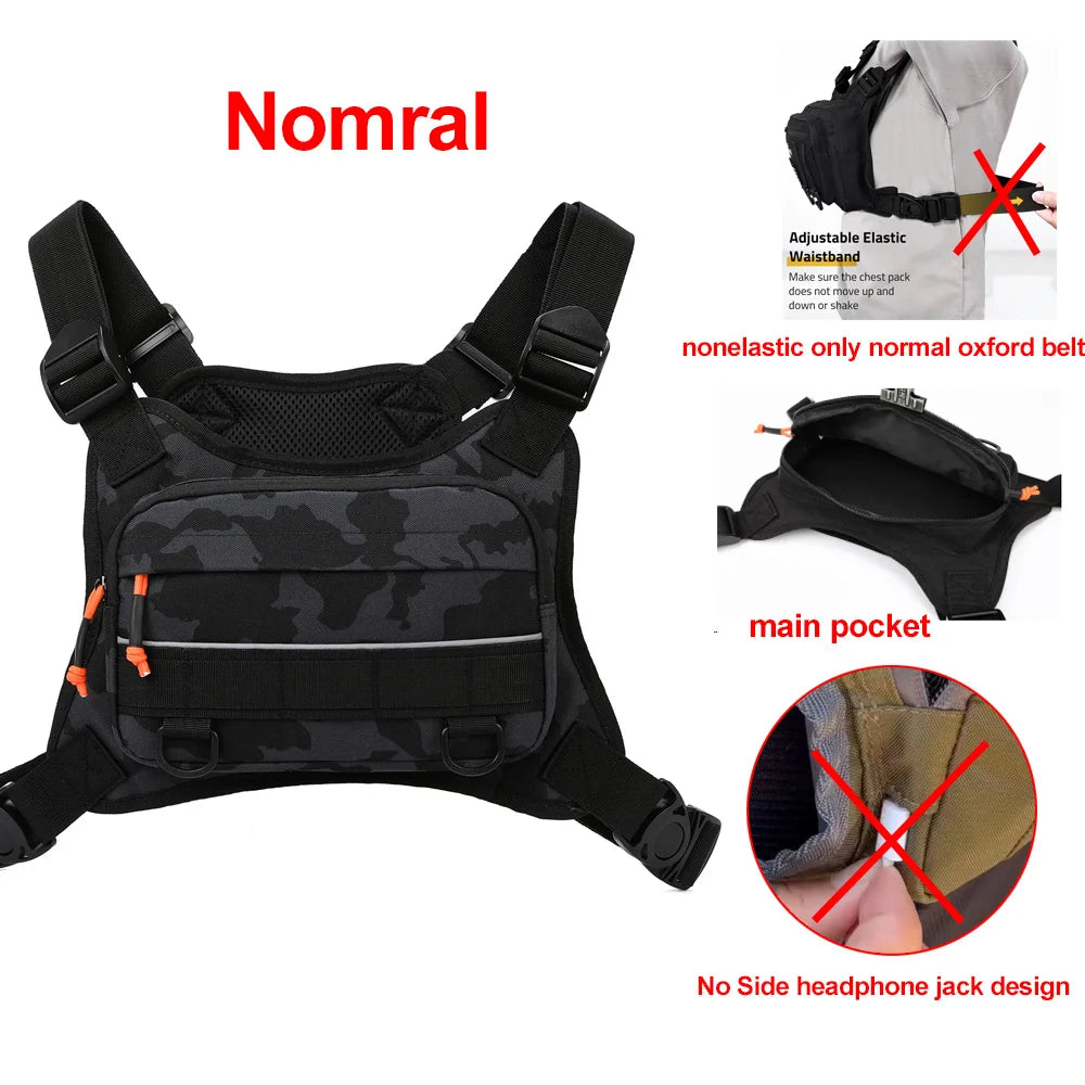 Orange camping chest bag and front carrier from Corporación Turística, designed for outdoor adventures and easy access.