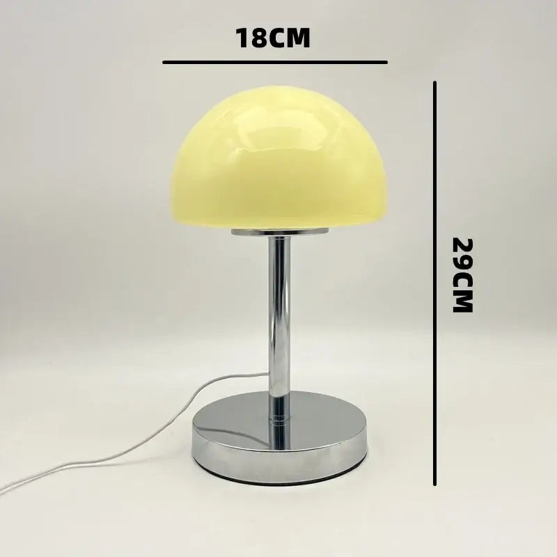 Crystal table lamp with mushroom-shaped glass shade and decorative base, perfect for modern interior lighting.