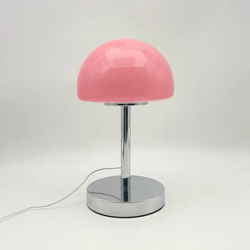 Crystal table lamp with mushroom-shaped glass dome and coiled base, stylish lighting by Corporación Turística.