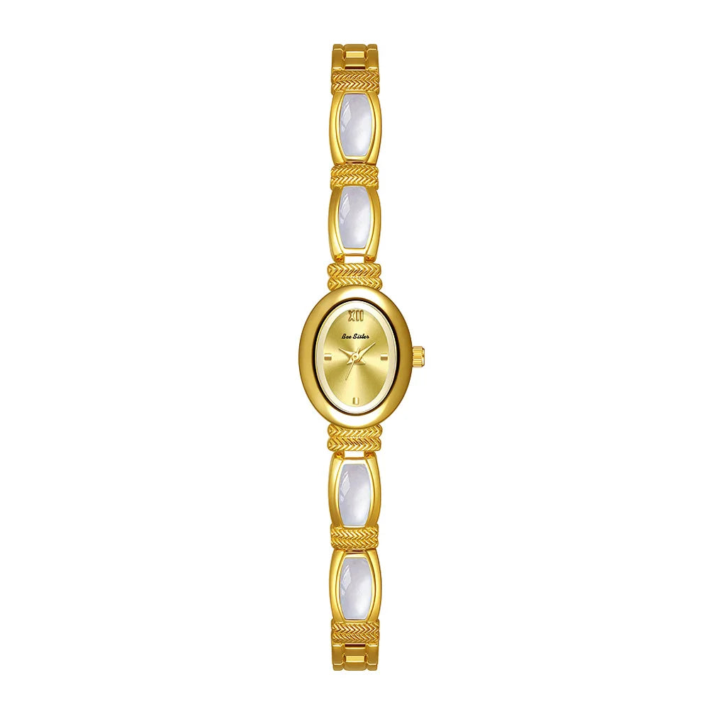 Elegant women's wristwatch by Corporación Turística featuring an oval gold dial and classic bracelet design.