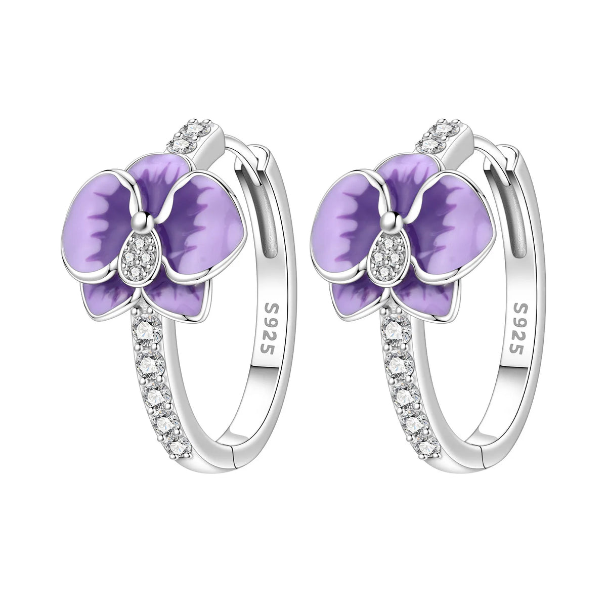 Silver 925 flower earrings by PANPOKI Original Plata de Ley, featuring delicate floral design in the image.