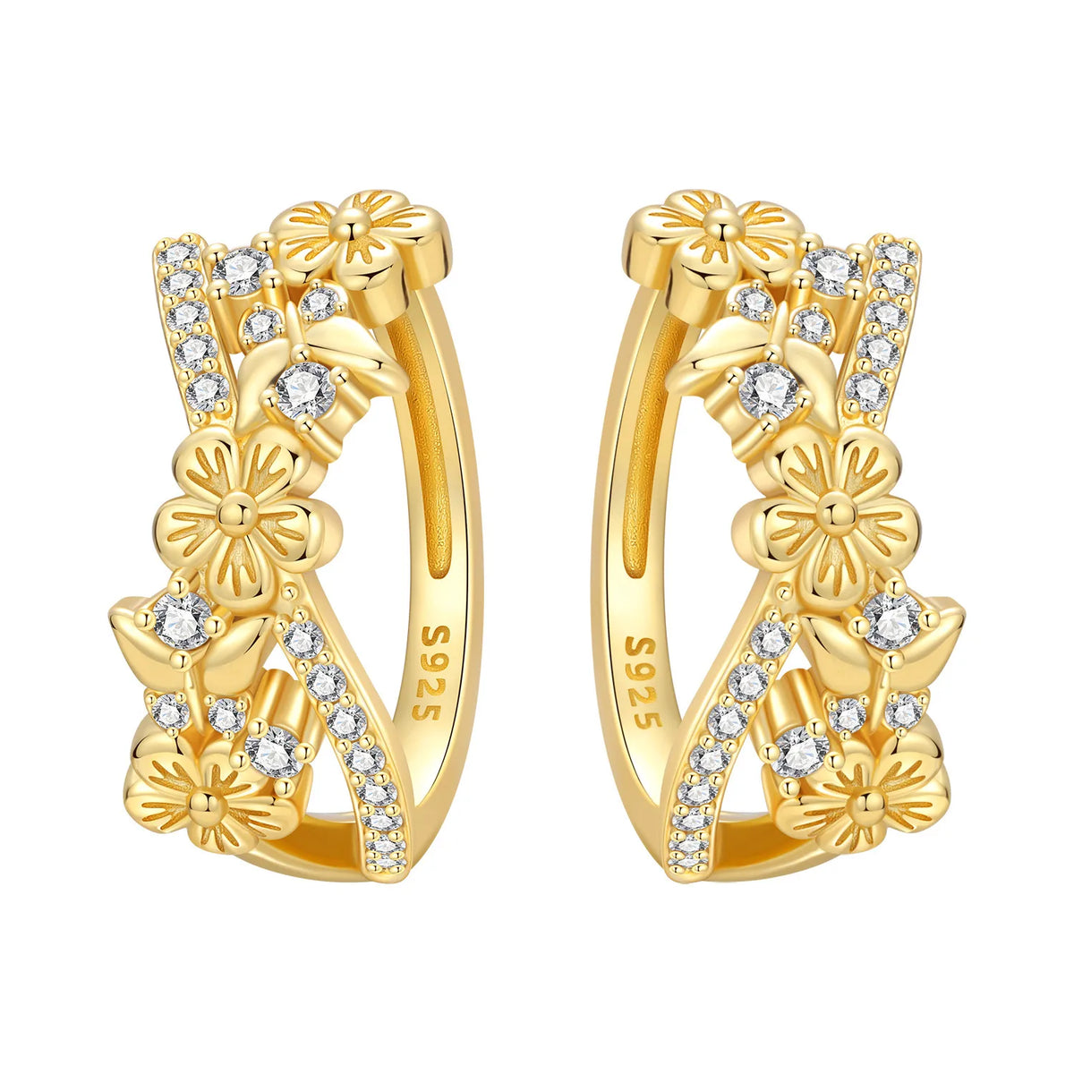 Silver 925 flower earrings from PANPOKI Original Plata de Ley, featuring intricate floral design and sterling silver craftsmanship.