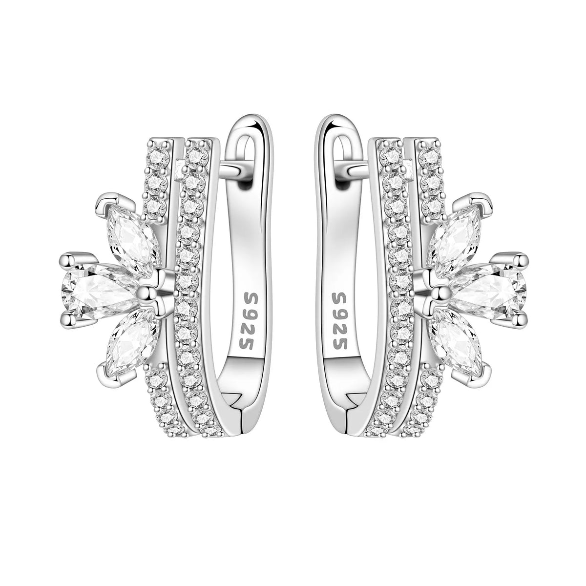 Silver 925 flower-shaped earrings from PANPOKI Original Plata de Ley 925 by Corporación Turística, featuring detailed floral design.