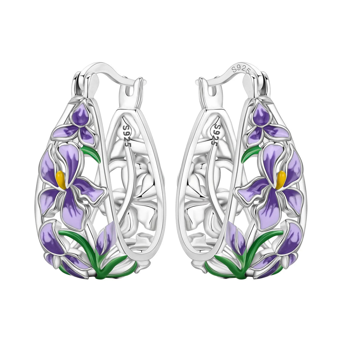 Silver 925 flower earrings from PANPOKI Original Plata de Ley 925 by Corporación Turística, featuring detailed floral design.