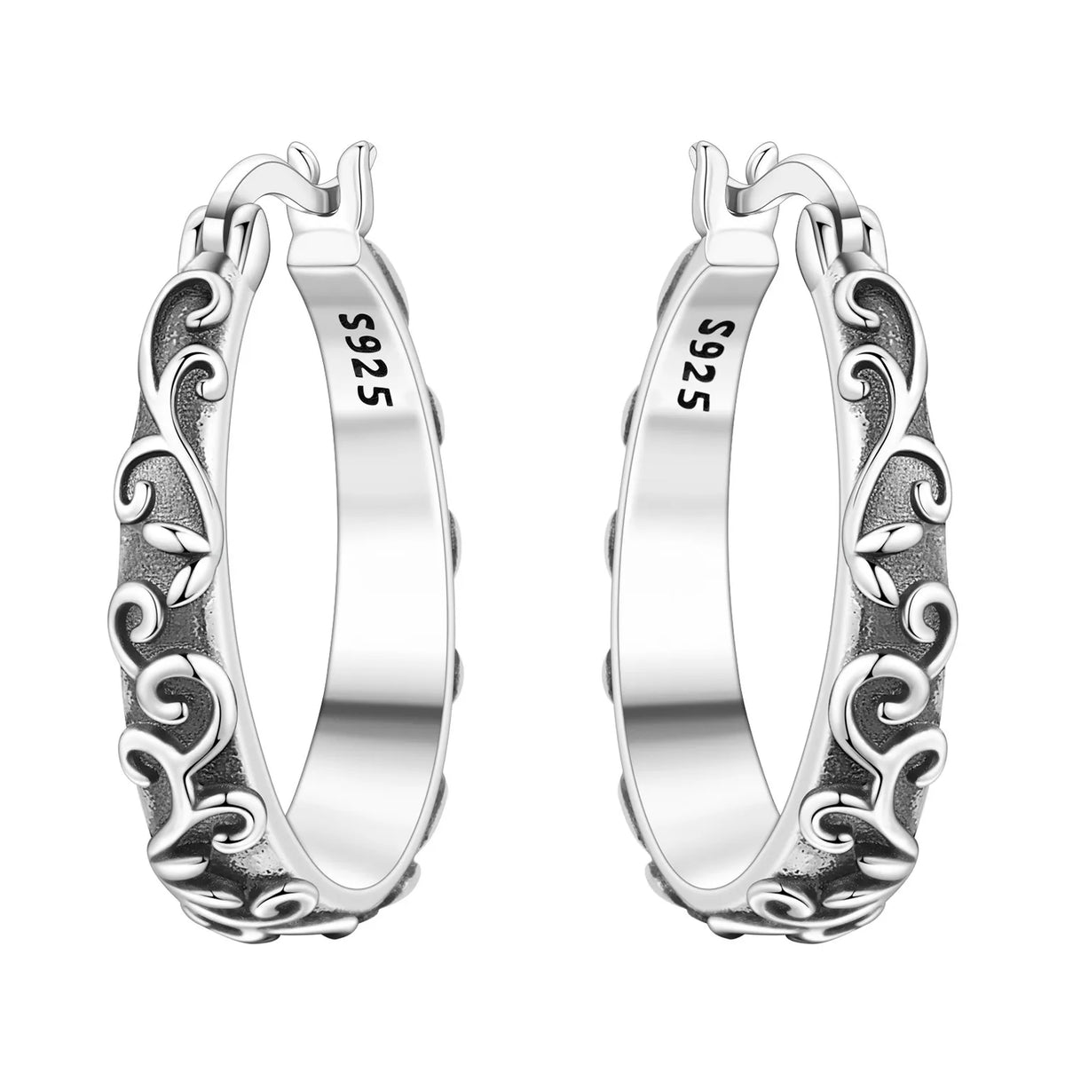 Sterling silver PANPOKI Original floral dangle earrings with intricate flower designs, made of 925 silver.