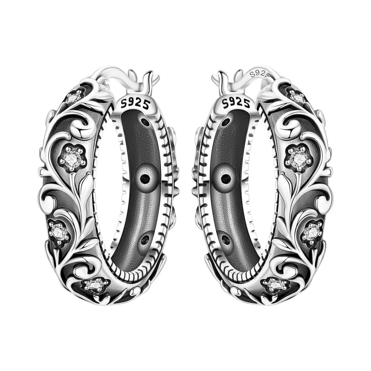 Panpoki Original Plata de Ley 925 flower earrings featuring intricate floral design, crafted by Corporación Turística.