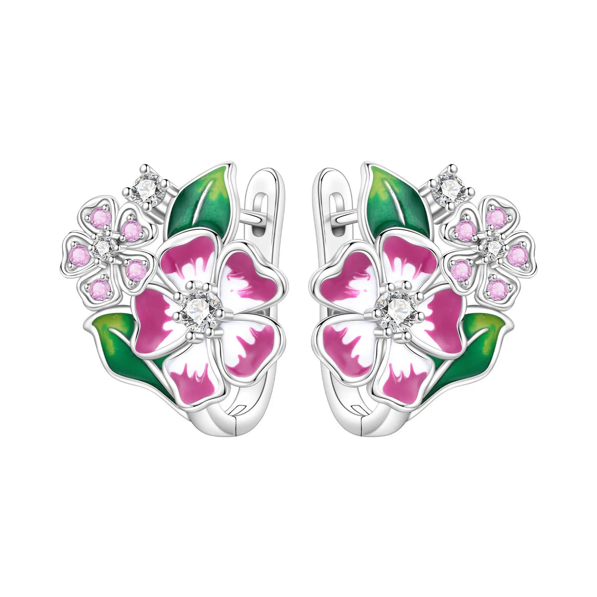 Panpoki Original Plata de Ley 925 floral earrings by Corporación Turística, featuring detailed flower design in sterling silver.