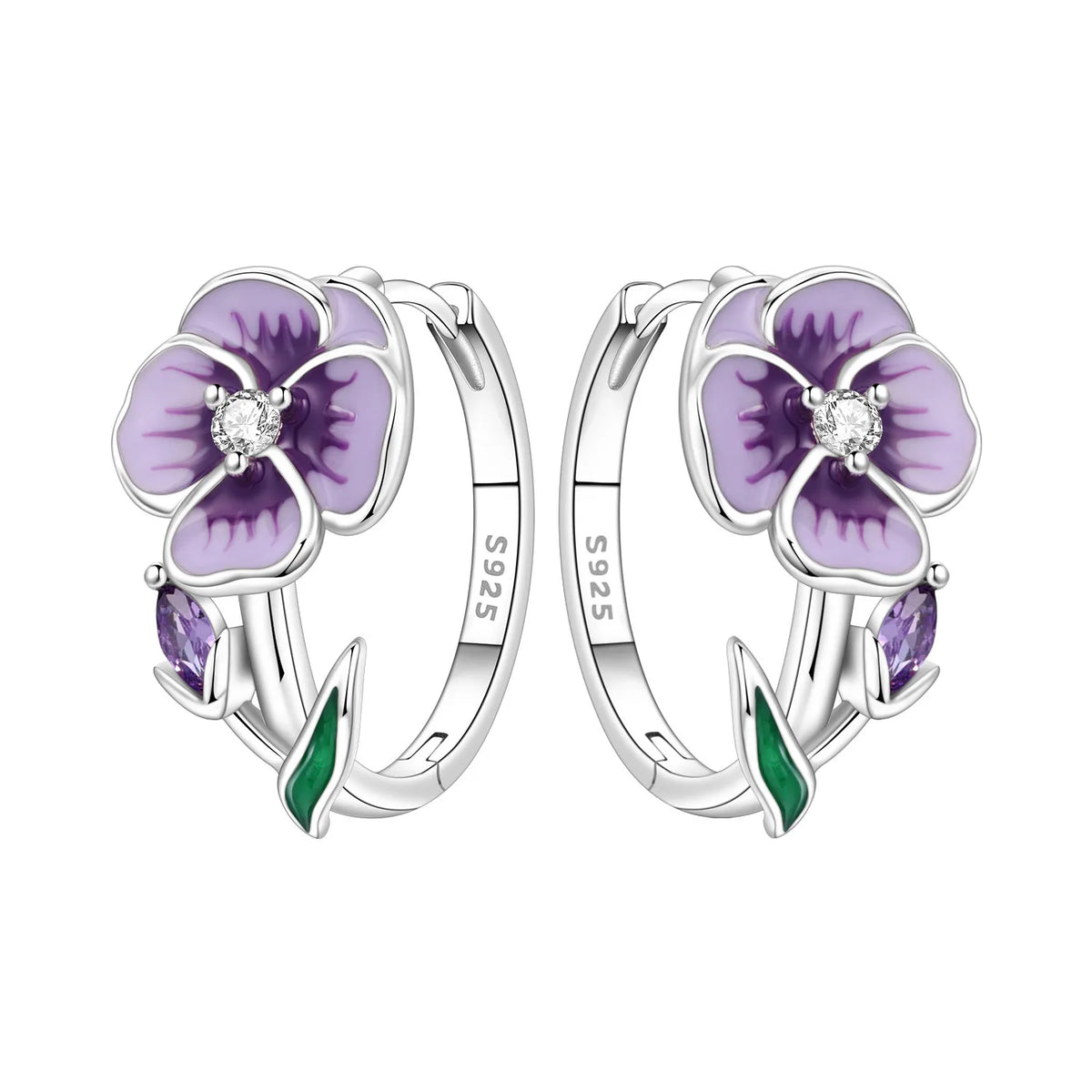 Orstarry 925 silver flower earrings with intricate floral design, crafted by Corporación Turística, shiny and elegant jewelry.