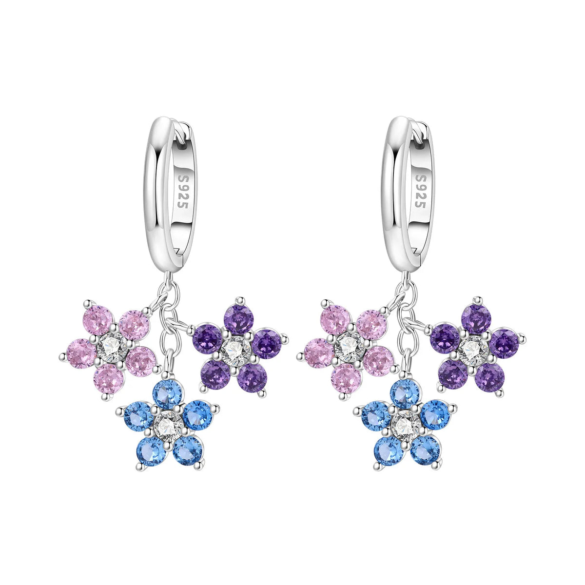 Orstarry Iris flower pendant earrings for women, showcasing floral design with gold-tone metal and hanging style.