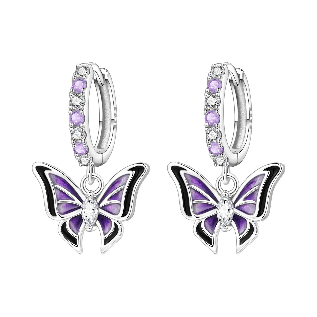 Orstarry Iris flower pendant earrings for women, featuring delicate floral design and silver hooks, stylish and elegant jewelry.