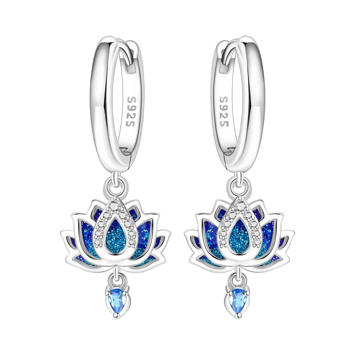 Orstarry iris flower dangle earrings for women, featuring detailed floral design, made by Corporación Turística.