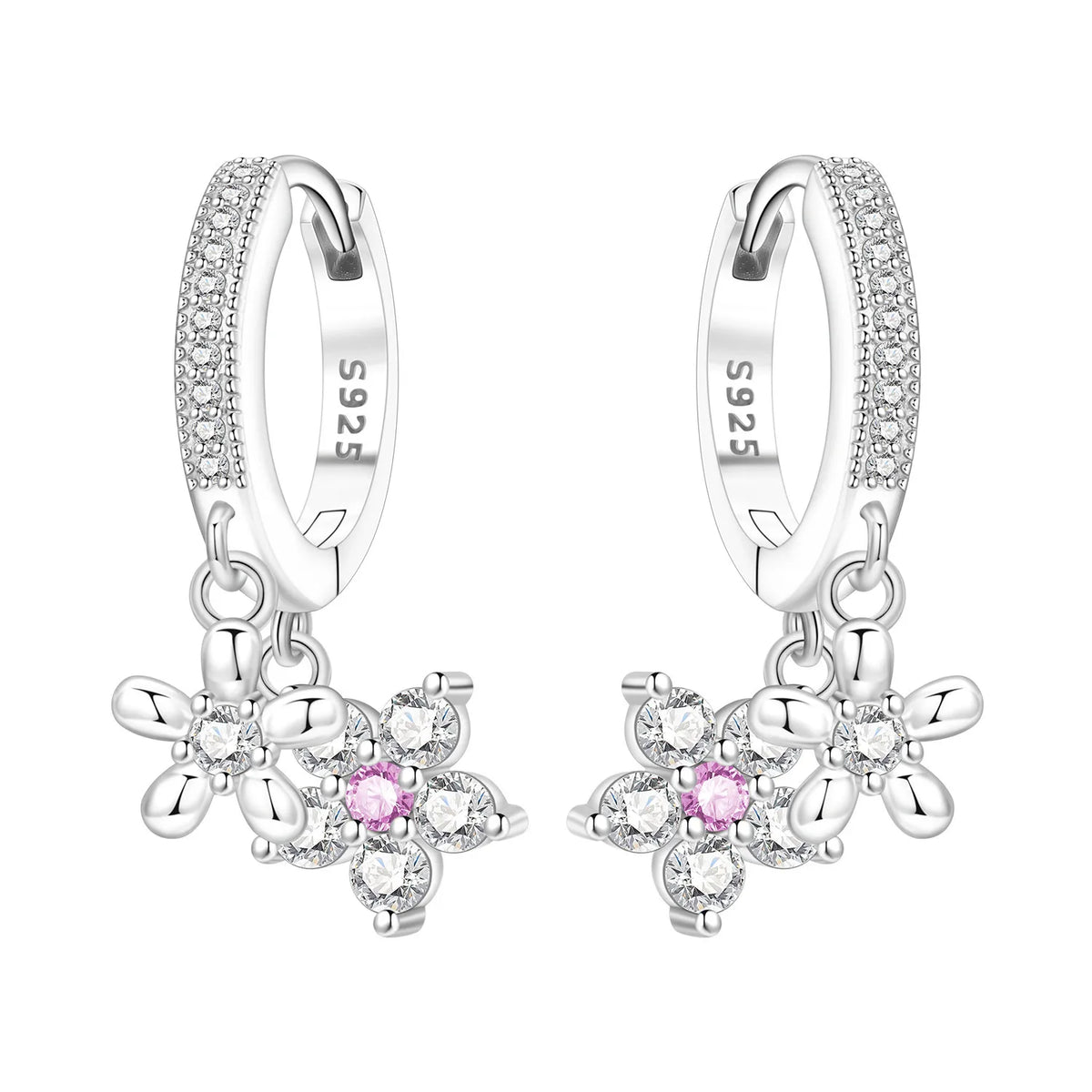 Orstarry Iris flower drop earrings for women featuring floral design, made by Corporación Turística, shown on a white background.