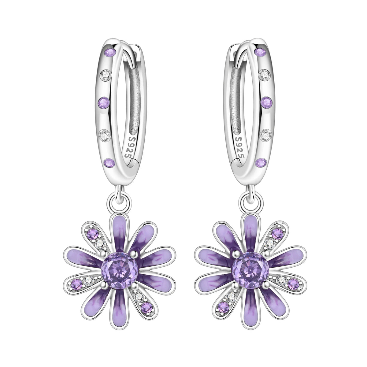 Orstarry iris flower drop earrings for women, featuring delicate floral design and silver hooks, stylish jewelry accessory.