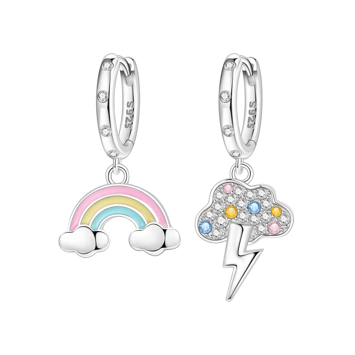 Sterling silver earrings with unique F-shaped design, crafted by Corporación Turística, showcasing intricate jewelry craftsmanship.