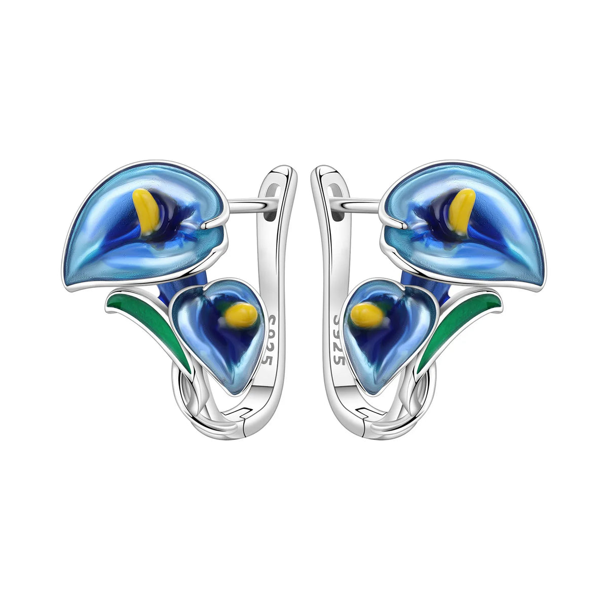 Orstarry original 925 sterling silver orchid-shaped earrings by Corporación Turística, detailed floral design for elegant wear.