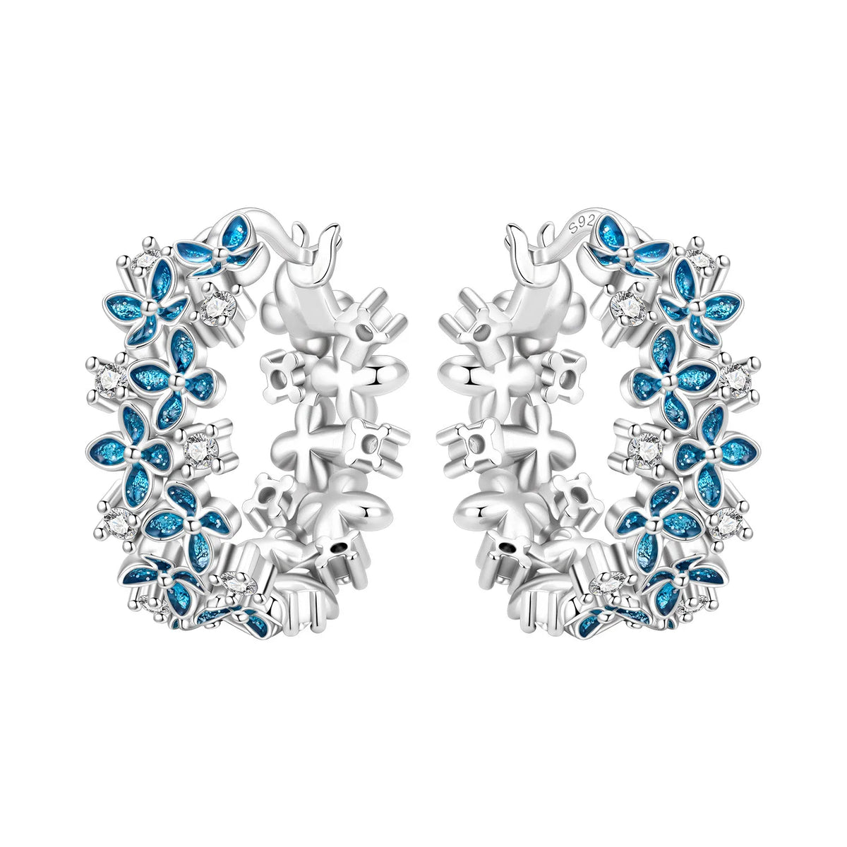 Orstarry original Plata de Ley 925 orchid-shaped earrings with detailed floral design, crafted by Corporación Turística.