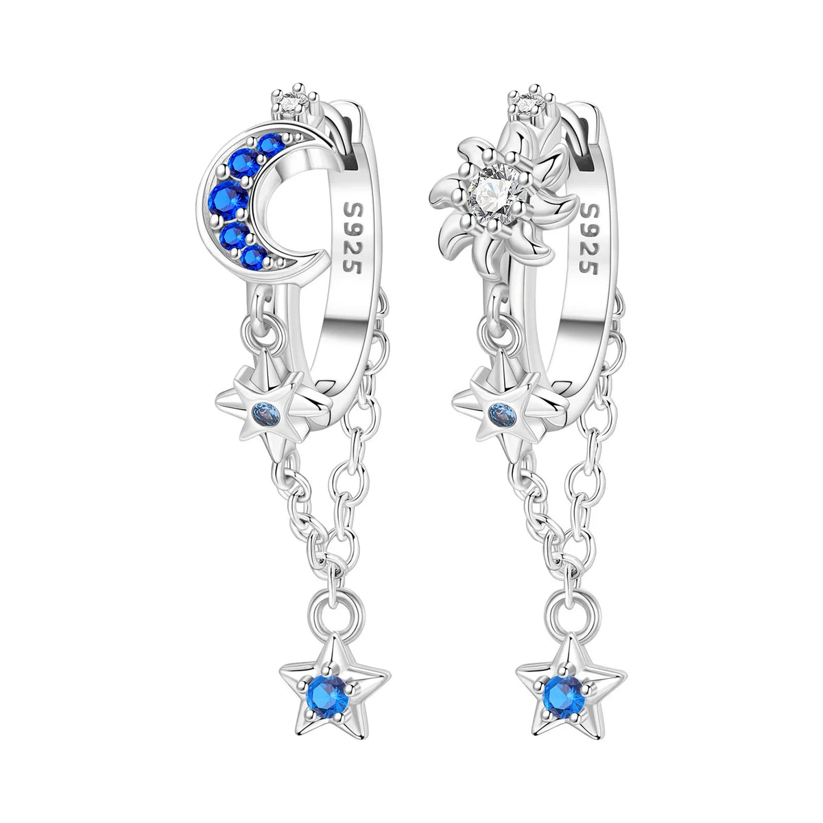 Sterling silver Orstarry earrings with star designs from Corporación Turística, featuring a polished finish and elegant style.