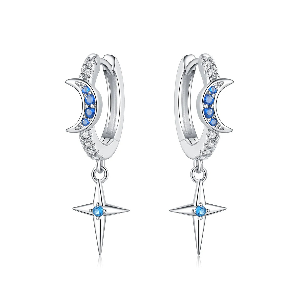 Sterling silver Orstarry earrings with star-shaped details, crafted by Corporación Turística.