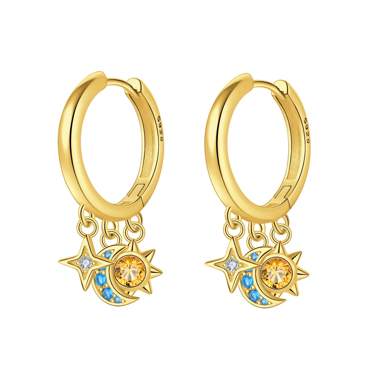 Silver 925 star-shaped earrings from Orstarry by Corporación Turística, featuring a shiny finish and celestial design.