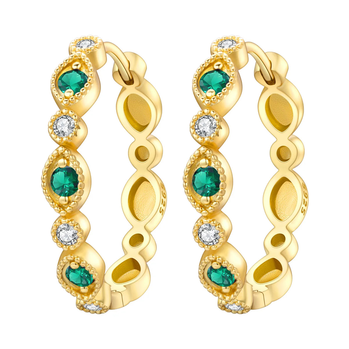 Sterling silver PANPOKI earrings with sparkling cubic zirconia from Corporación Turística, showcasing elegant jewelry design.