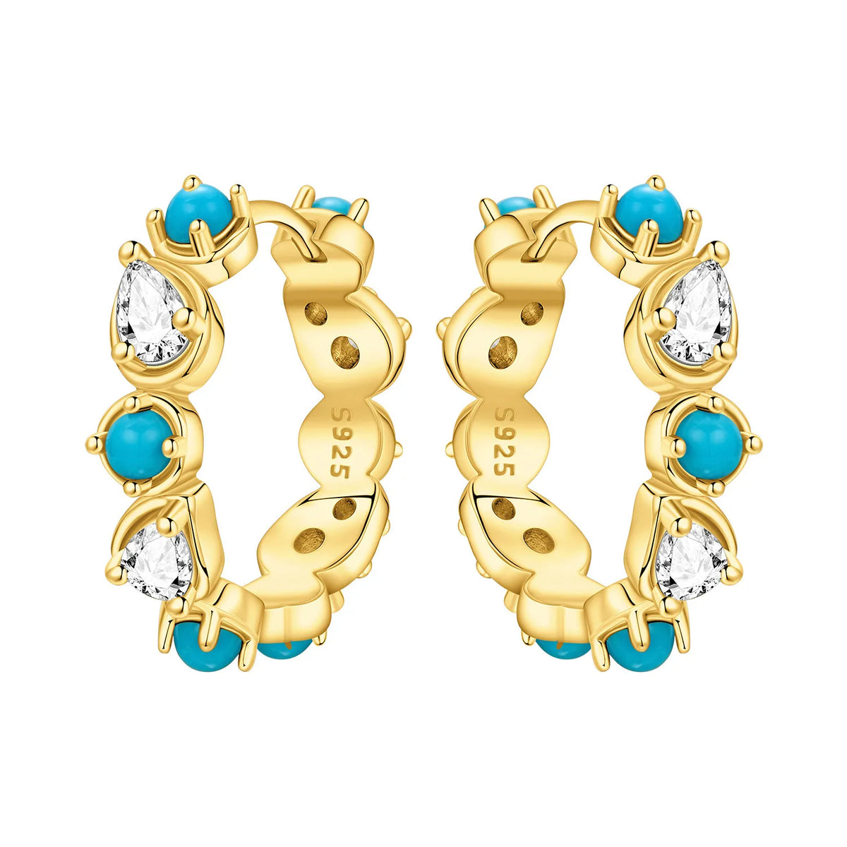 Sterling silver S925 PANPOKI earrings with sparkling cubic zirconia, showcasing elegant jewelry design.