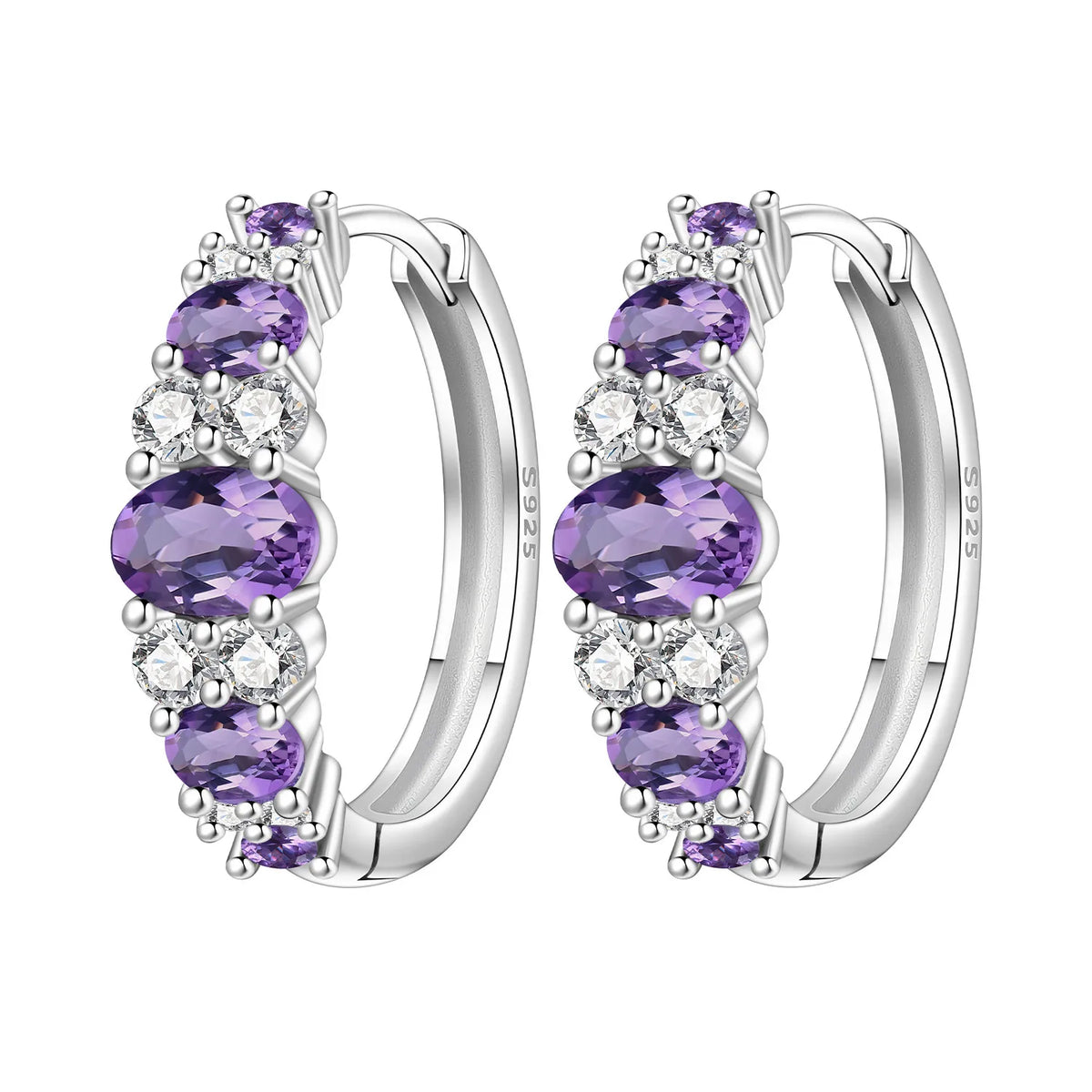 Sterling silver PANPOKI earrings with cubic zirconia from Corporación Turística, showcasing elegant, shiny jewelry design.