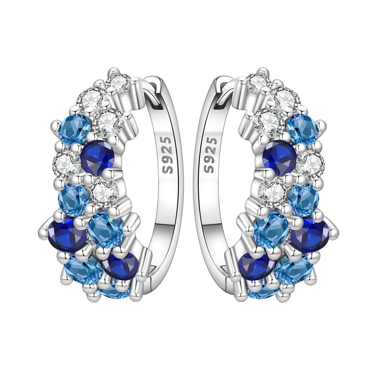 Sterling silver Orstarry earrings with blue cubic zirconia from Corporación Turística, showcasing elegant, sparkling gemstone accents.