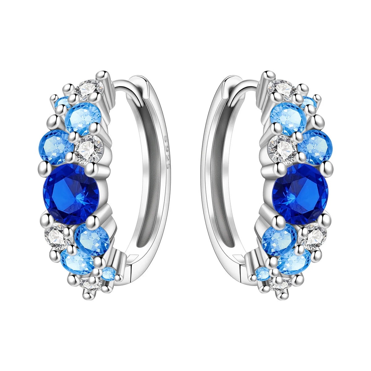 Sterling silver Orstarry earrings with blue zirconia stones, featuring elegant drop design and polished finish.