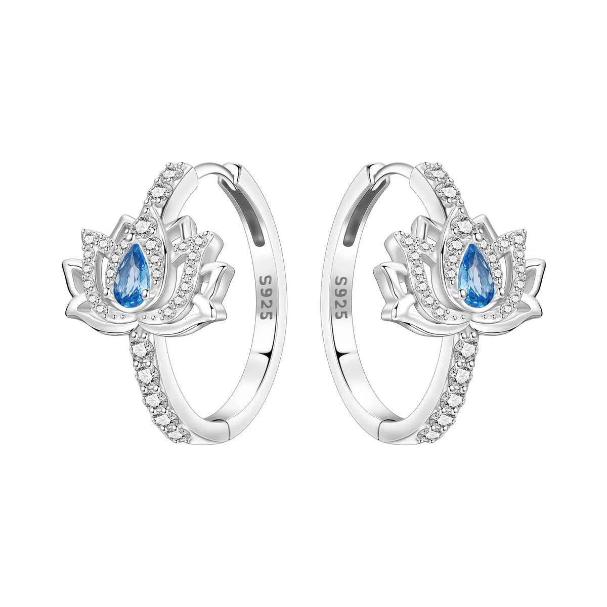 Sterling silver Orstarry earrings with blue cubic zirconia, featuring a delicate dangle design and sparkling gemstone accents.