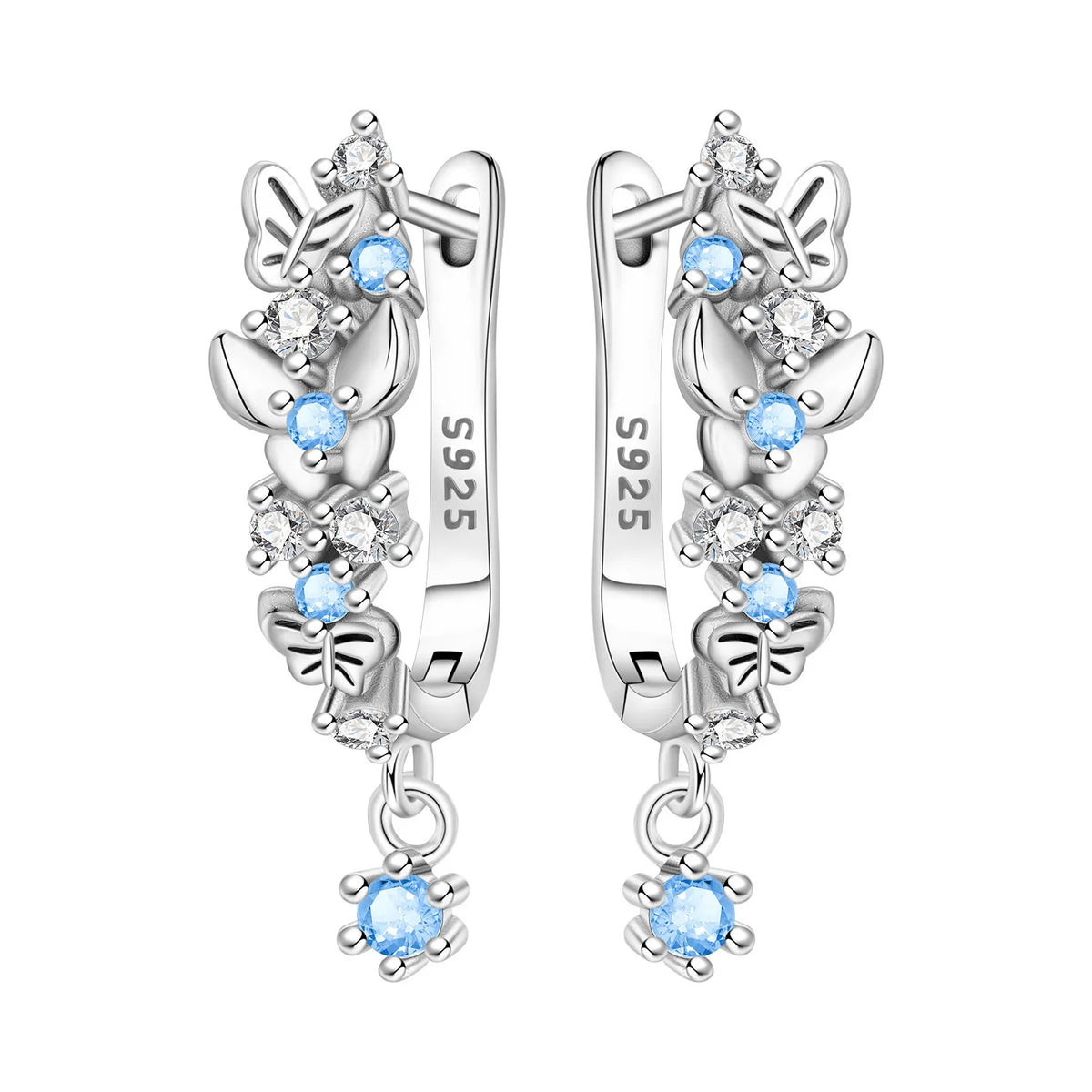 Sterling silver orstarry earrings with blue zirconia by Corporación Turística, featuring sparkling blue gemstone accents.