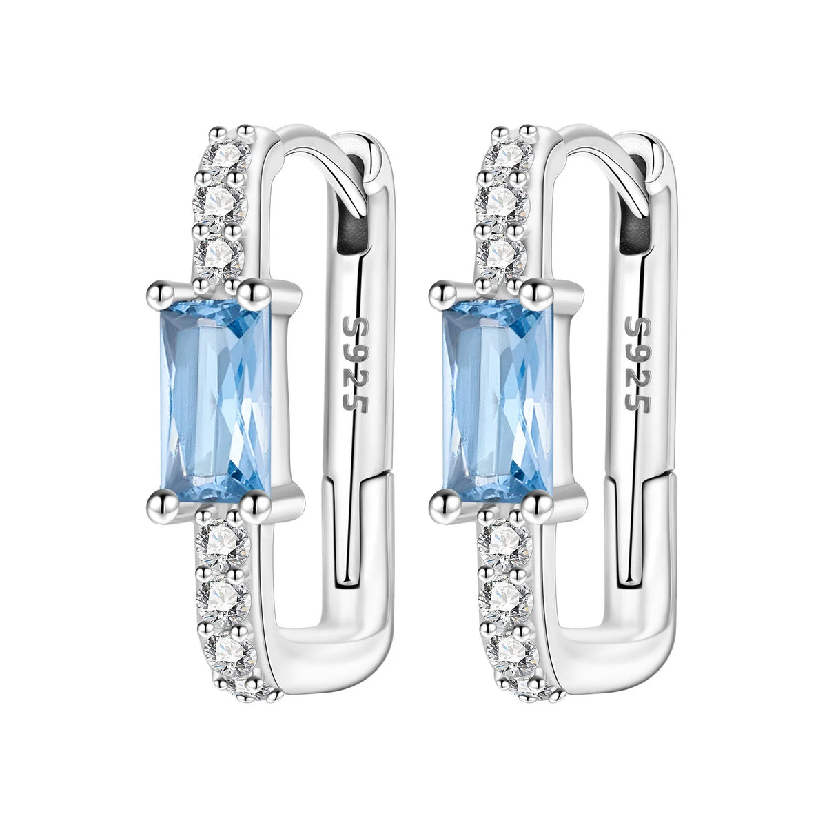 Sterling silver Orstarry earrings with blue cubic zirconia from Corporación Turística, featuring a polished, elegant design.