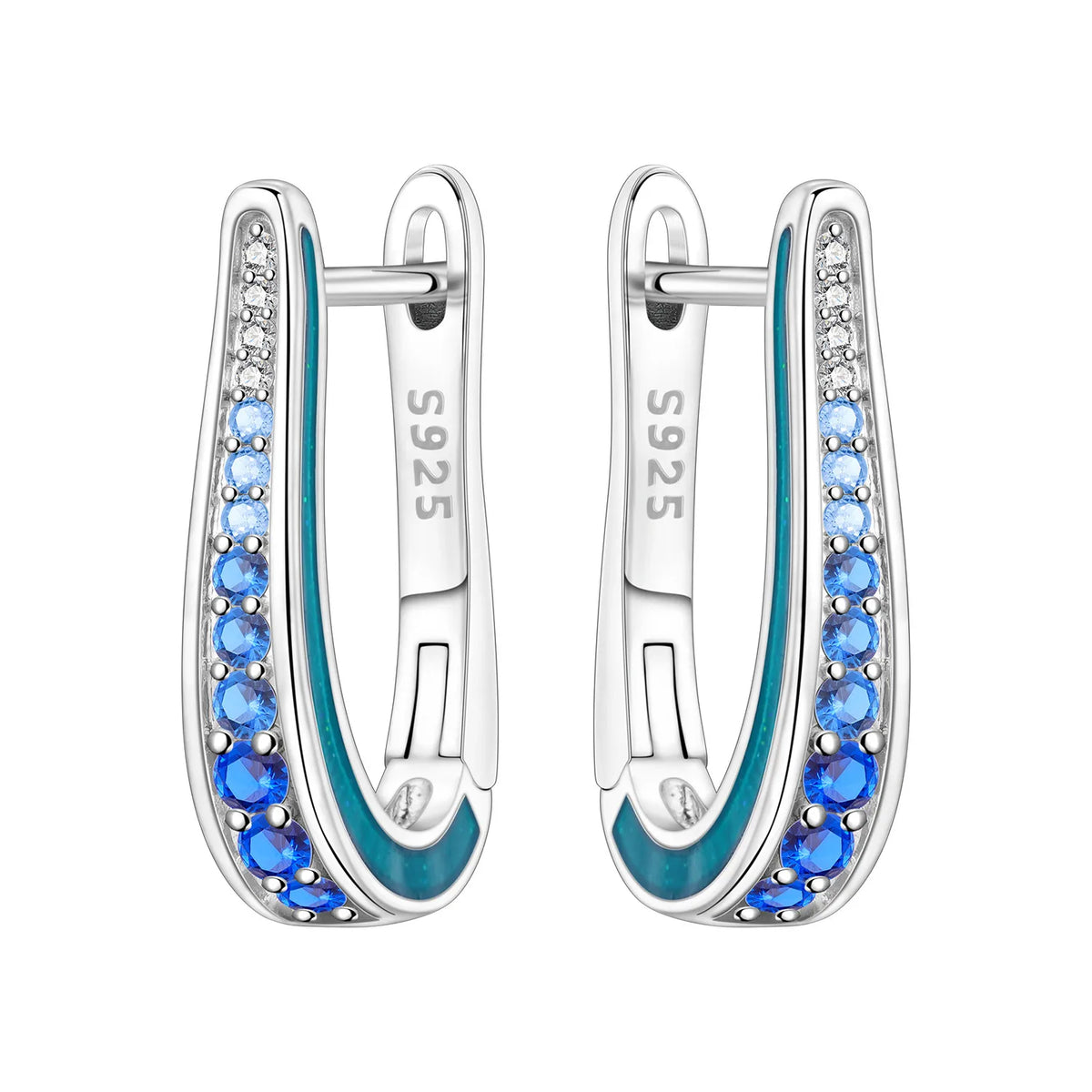 Sterling silver Orstarry earrings with sparkling blue zirconia, featuring a delicate dangle design for elegant wear.