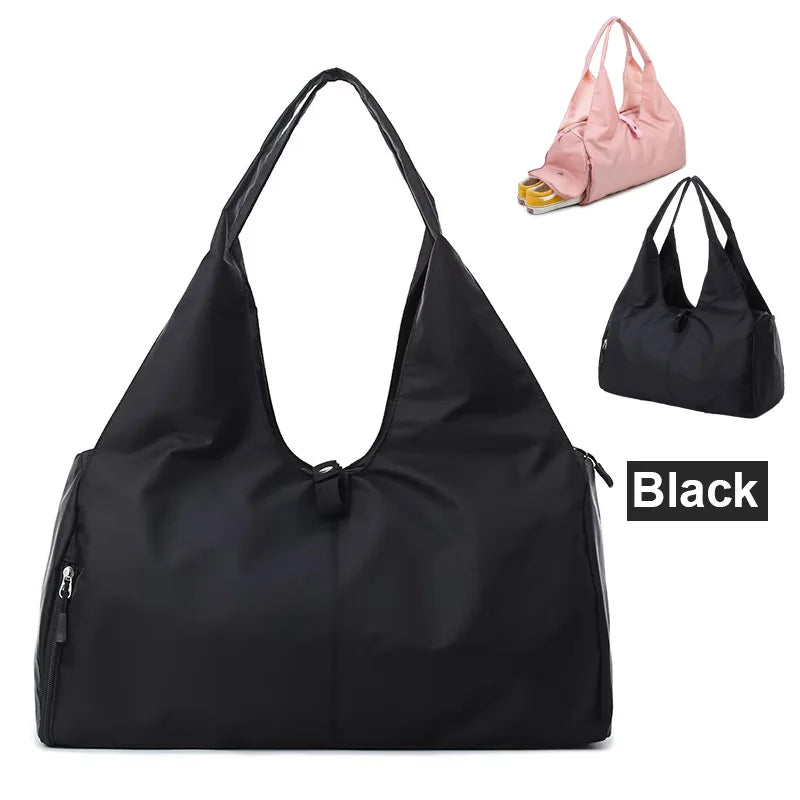 Pink yoga mat bag by Corporación Turística, spacious gym and fitness tote with adjustable strap and exterior pocket.