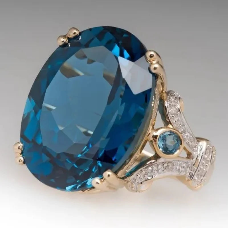 Exquisitos anillos ovalados de Corporación Turística con incrustaciones de circón brillantes, elegante y sofisticado diseño de joyería.