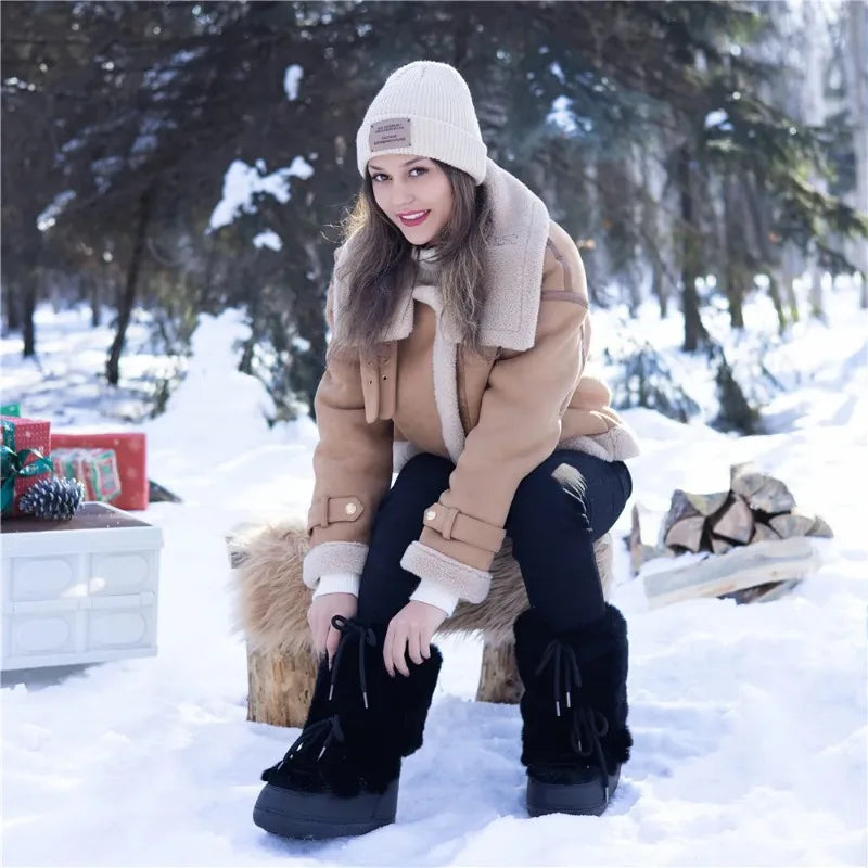 High-end pink women's snow boots from Corporación Turística with sturdy soles and warm lining, perfect for winter outdoor wear.