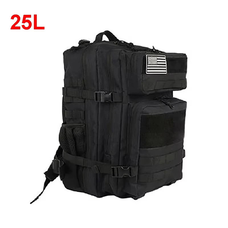 Pink tactical camping backpack for men and women, 15L capacity, with multiple compartments and adjustable straps.