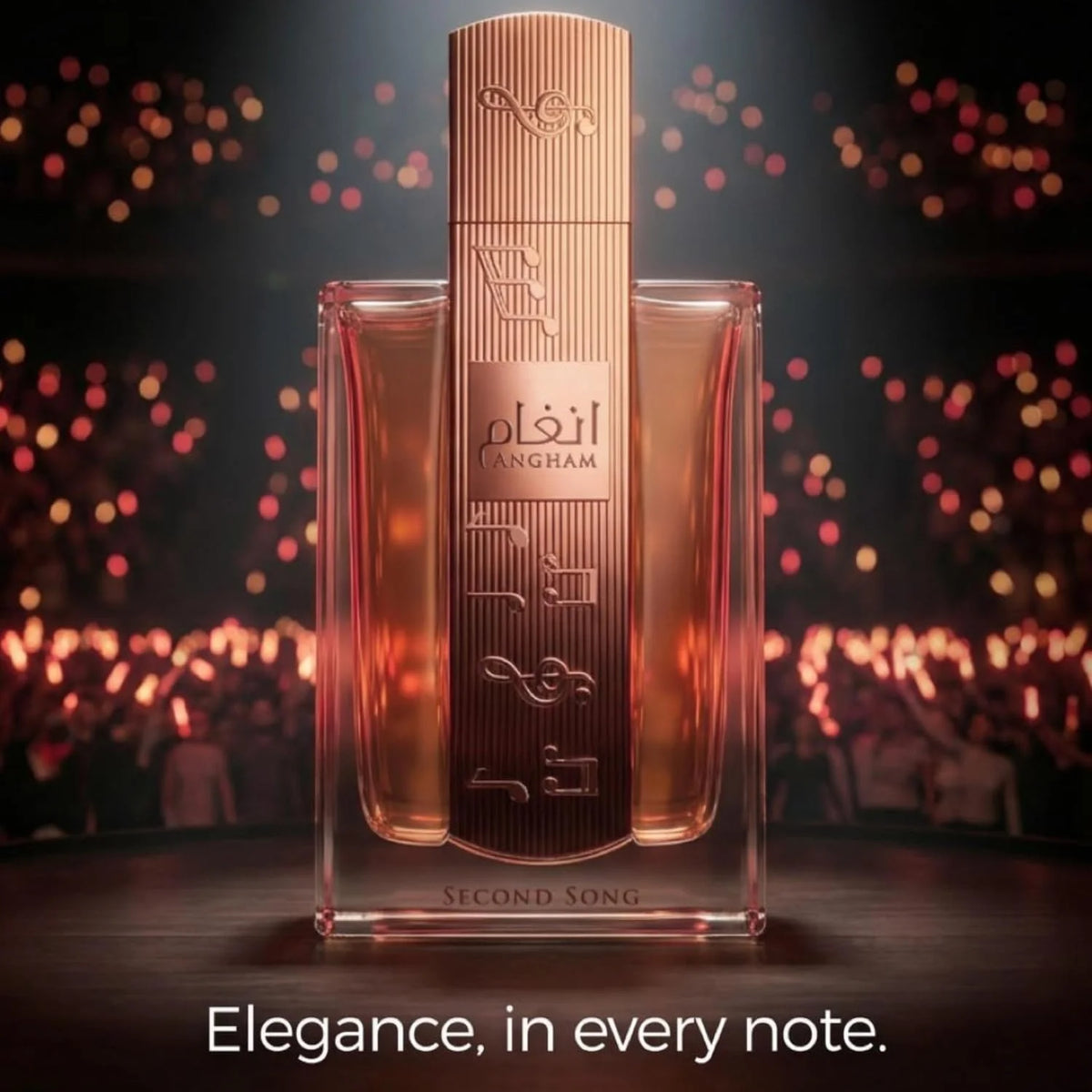 Lattafa Angham Second Song Eau de Parfum 100ml by Corporación Turística, pink bottle with elegant design.