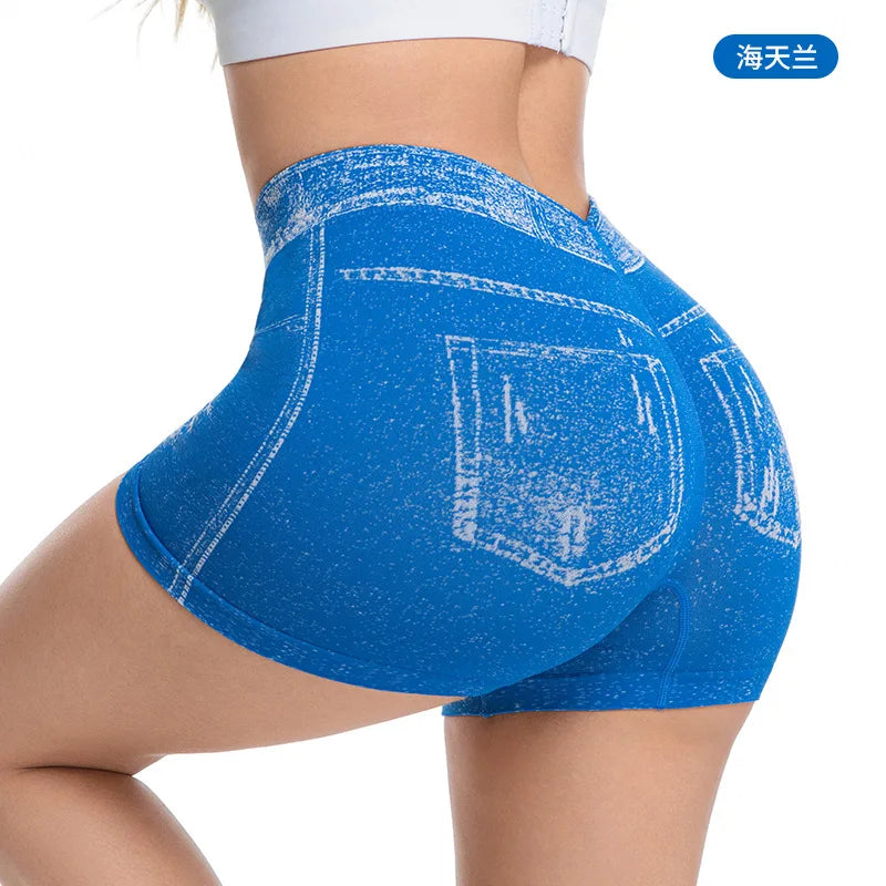 Pink imitation denim shorts from Corporación Turística, casual style with belt loops and front pockets.