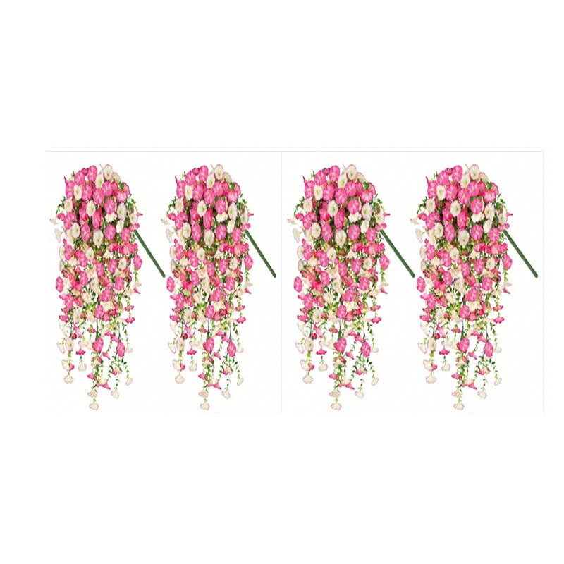 Set of 10 hanging eucalyptus and gloria morning floral decorations in pink and white, ideal for home or event decor.