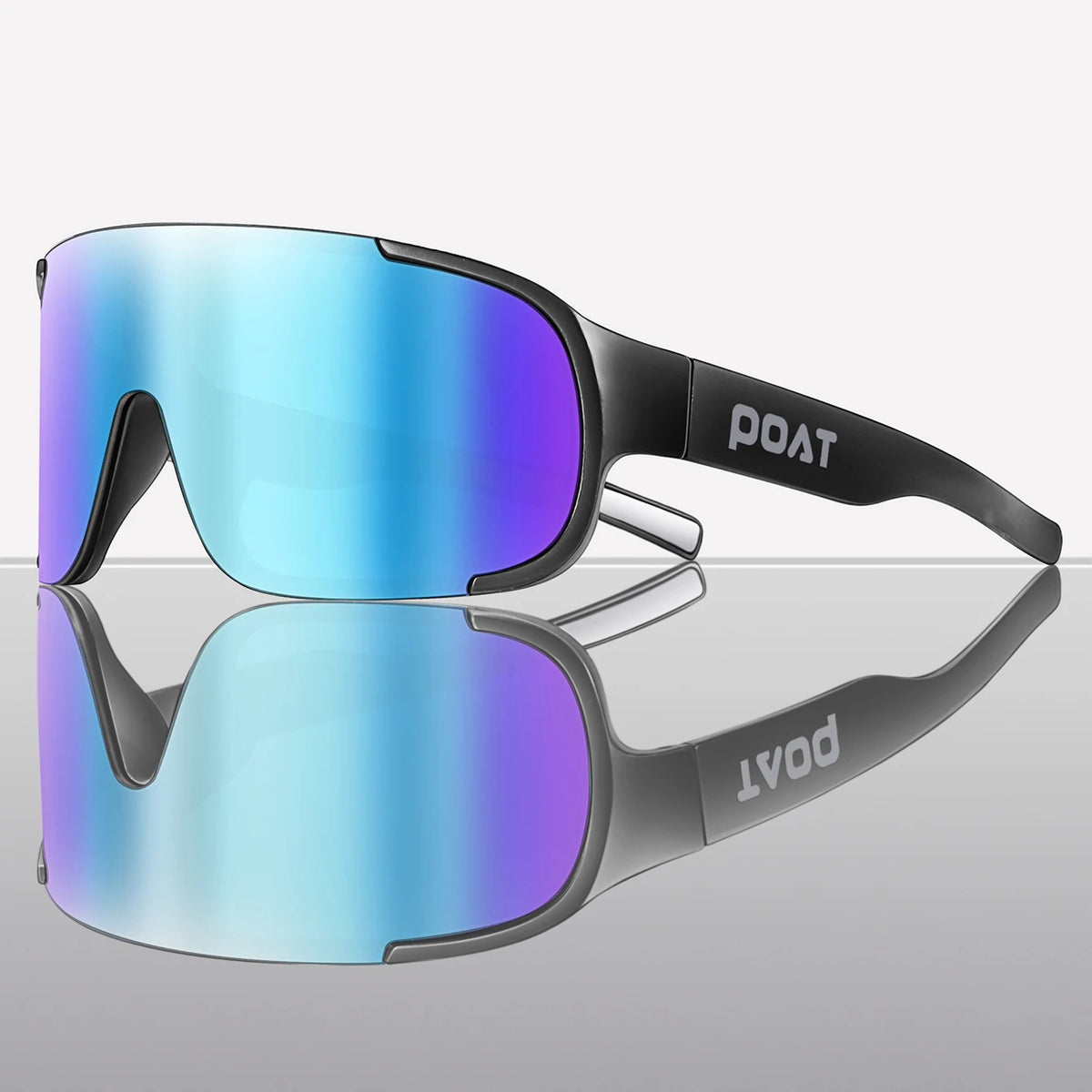 POAT cycling sunglasses by Corporación Turística with stylish outdoor design, featuring lightweight frames and UV protection for cyclists.
