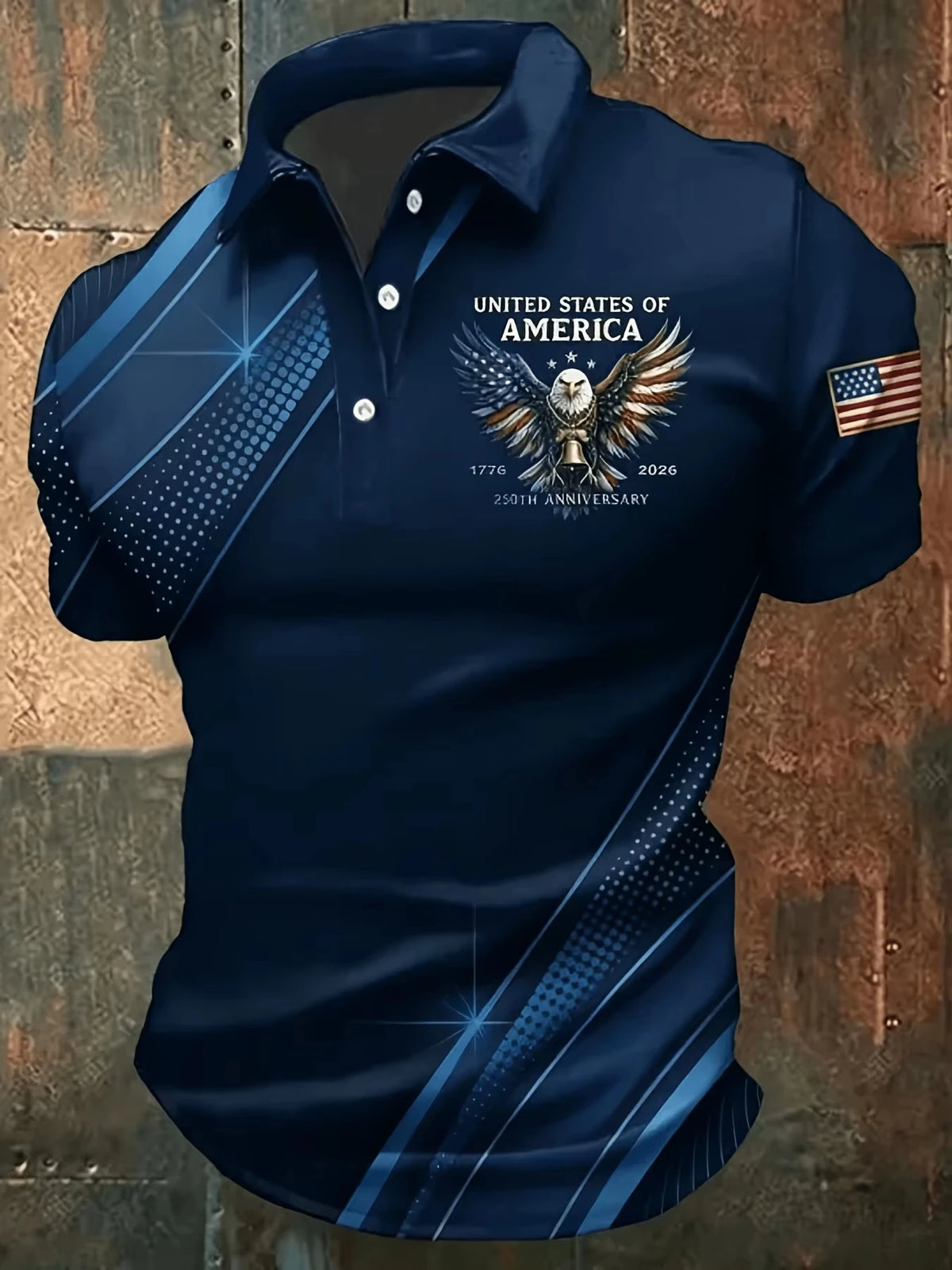3D leaf and boat print polo shirt by Corporación Turística, featuring a bander design, in 5XL size.