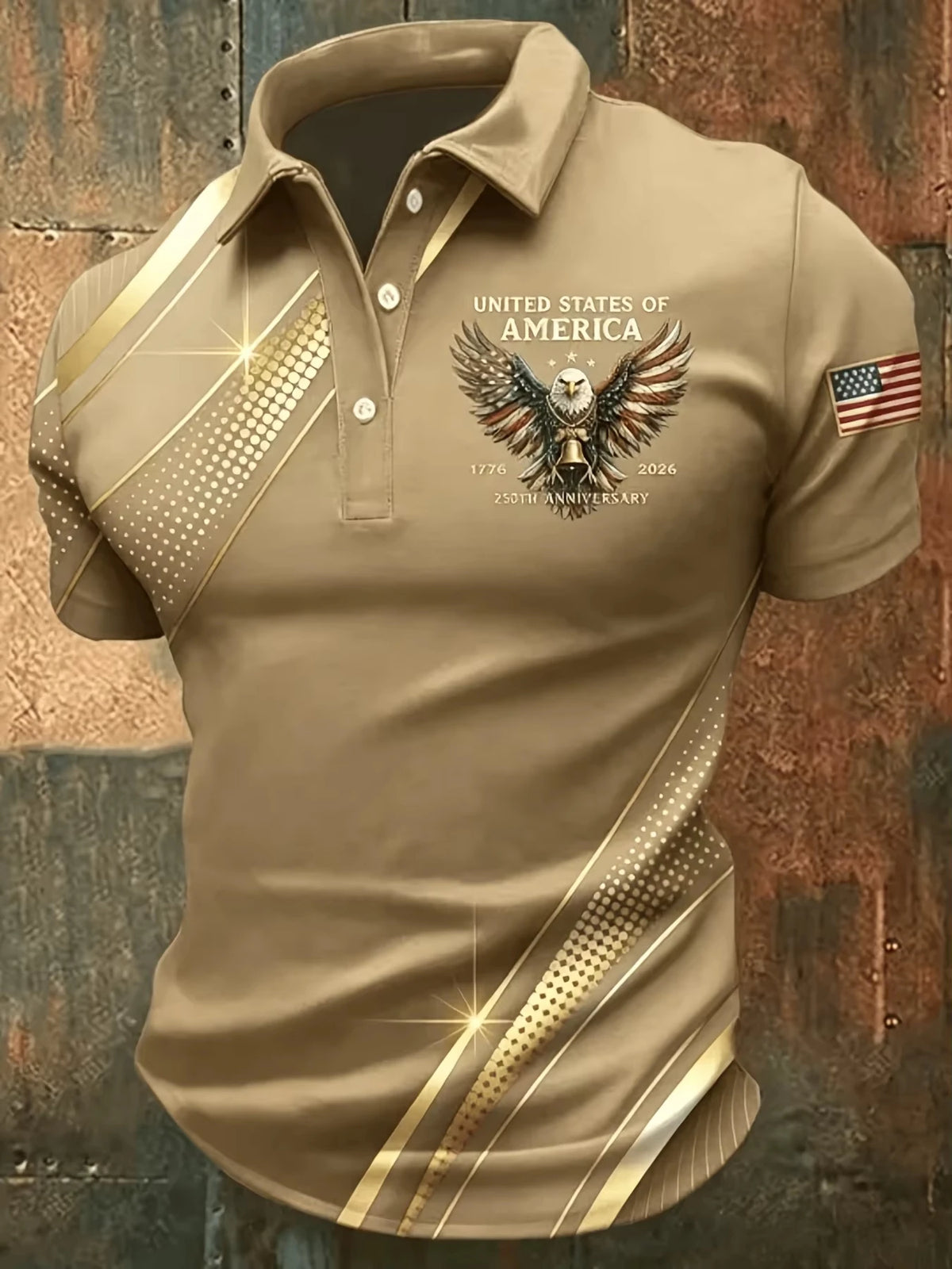 3D leaf and boat print polo shirt by Corporación Turística, featuring vibrant design with bander motif in 5XL size.