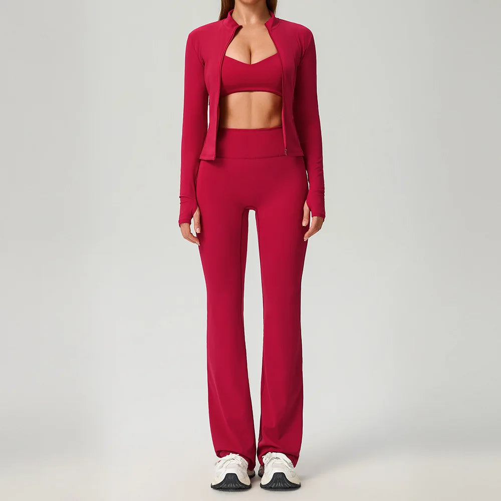 Black 2-piece women's sports set by Corporación Turística featuring a comfortable athletic top and matching leggings.