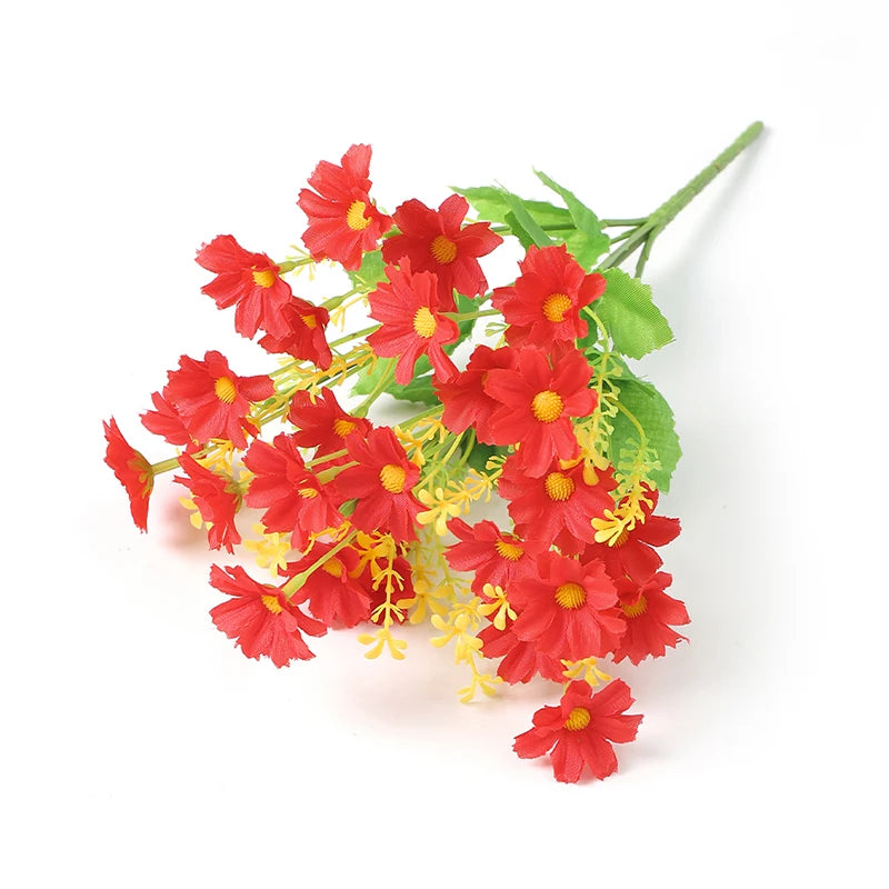 Artificial red 28-head Margarita flower bouquet by Corporación Turística, realistic floral arrangement for decorative use.