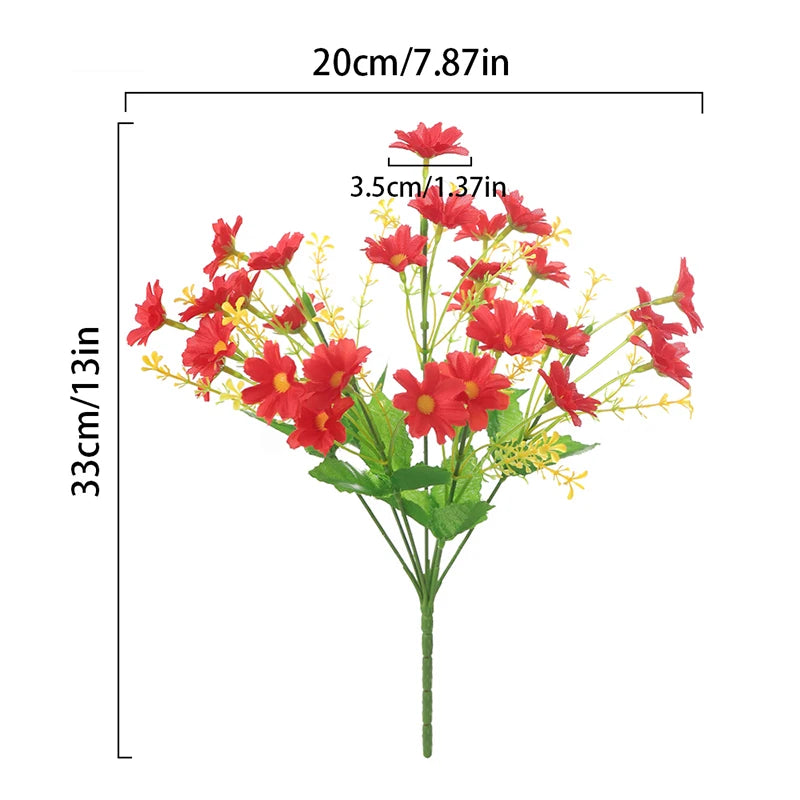 Artificial red Margarita flower bouquet with 28 heads, realistic floral arrangement by Corporación Turística.