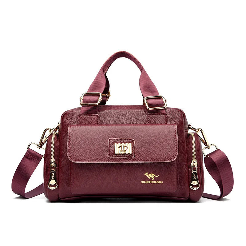 Luxury designer handbag and shoulder bag by Corporación Turística in purple, stylish and elegant for fashionable looks.