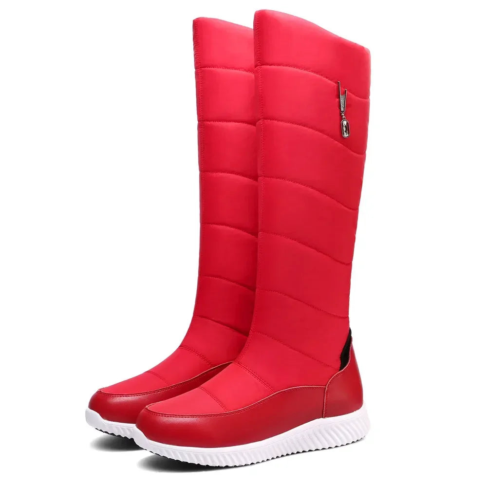 Warm women's snow boots made of leather and plush fleece by Corporación Turística, suitable for cold winter weather.